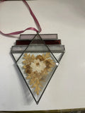 Handmade Pressed Flowers Stained Glass Hanging Window Purple And Pink Dried Flower