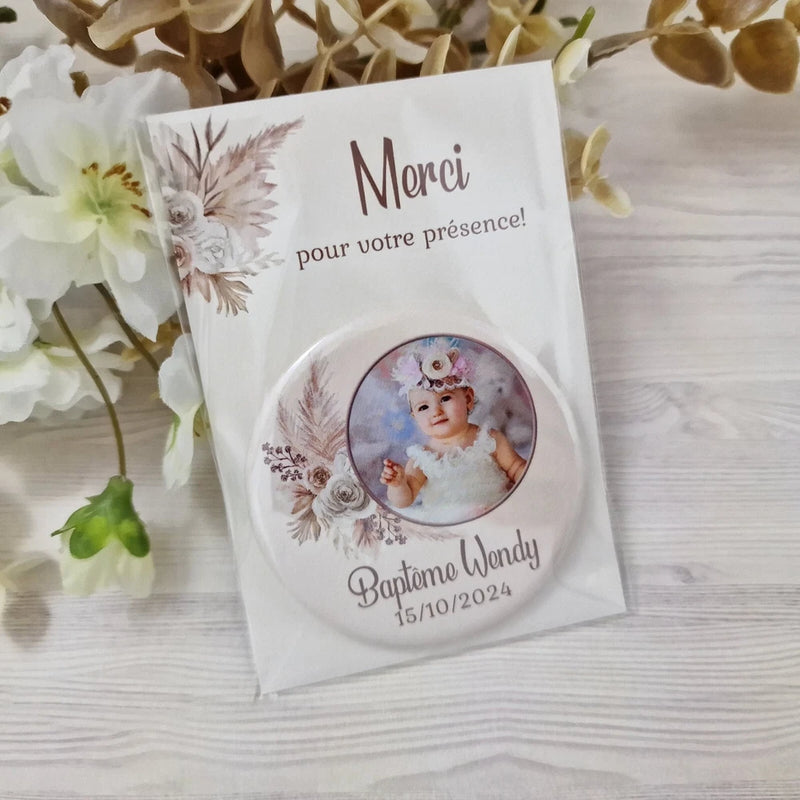20/50pcs Pampas grass floral baptism magnets, Girl christening favors, Giveaway Pampas Grass