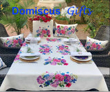 NEW! Embroidered Flower HYDRANGEA TABLECLOTH Runner Pillow Assorted Table Linens Hydrangea