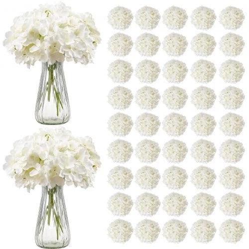 HOT/ Artificial Flowers,105 pcs Real Looking White Silk Fake Hydrangea Bulk,Whi Hydrangea
