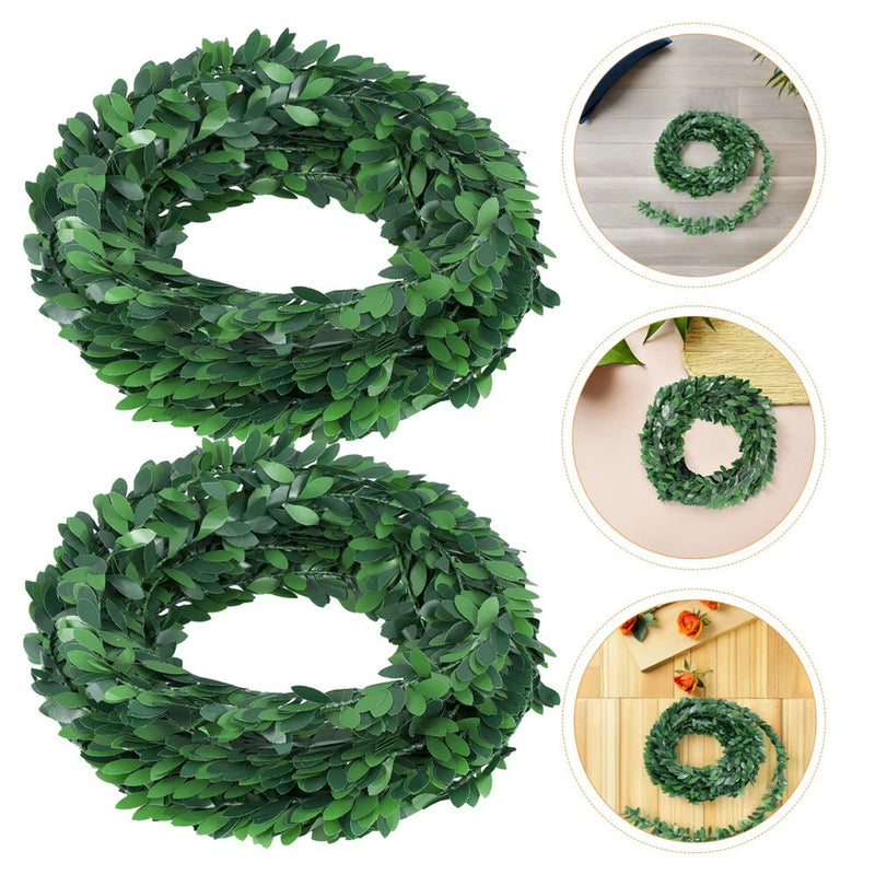 5 Pcs Realistic Artificial Vines Garland Green Leaves Plants Branch Green Plant
