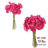 Flowers Artificial Ranunculus 2Bouquets Silk Flowers with Stems 12PCS Hot Pink Bouquet