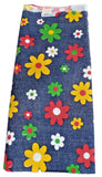 VTG 1970's Retro Mod Floral Denim Fabric 1.5 Yds 45