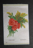 Vintage tobacco cigarette silk - use in crazy quilt - FLOWERS - CARNATIONS Carnation