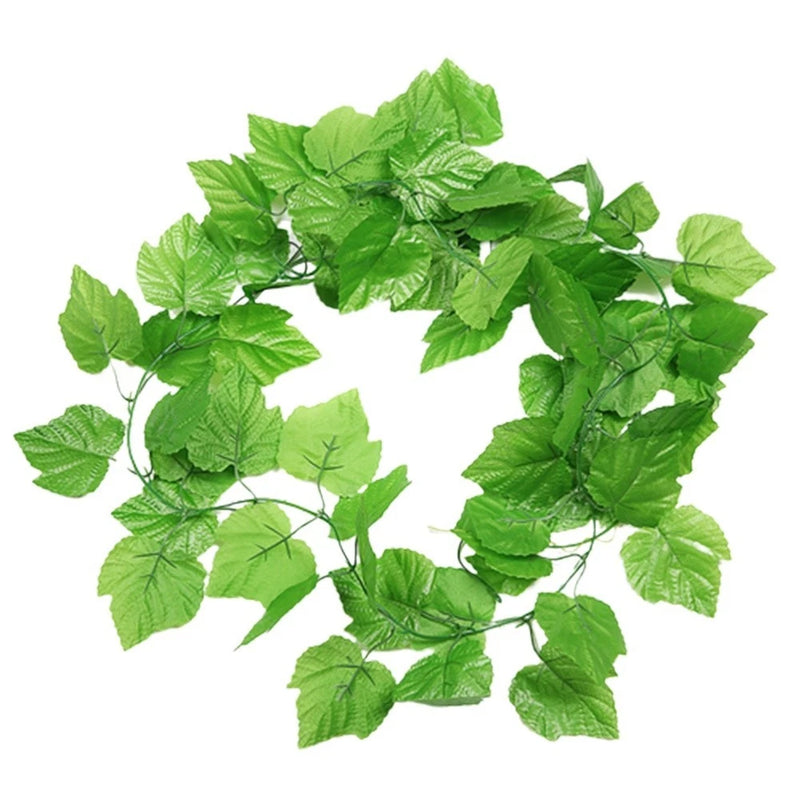 12-piece set of artificial green vine leaves for wedding table decor