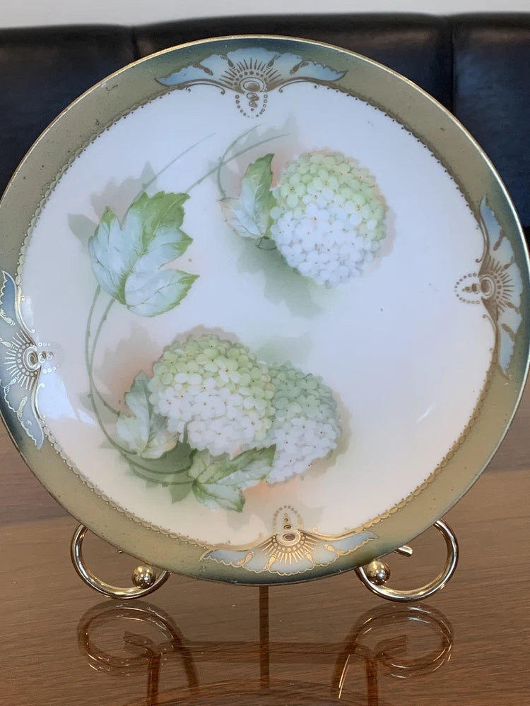 Antique Art Deco R.S. Germany Hand Painted  Hydrangea Floral Plate 8.5Ó EUC Hydrangea