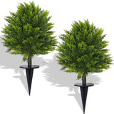 2 Pack 24ÓArtificial Topiary Ball Tree with Spike Soft Cypress Realistic Faux... Green Plant