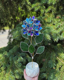 Stained Glass Hydrangea Flower In A Pot, Table Decor, Suncatcher 3D Hydrangea