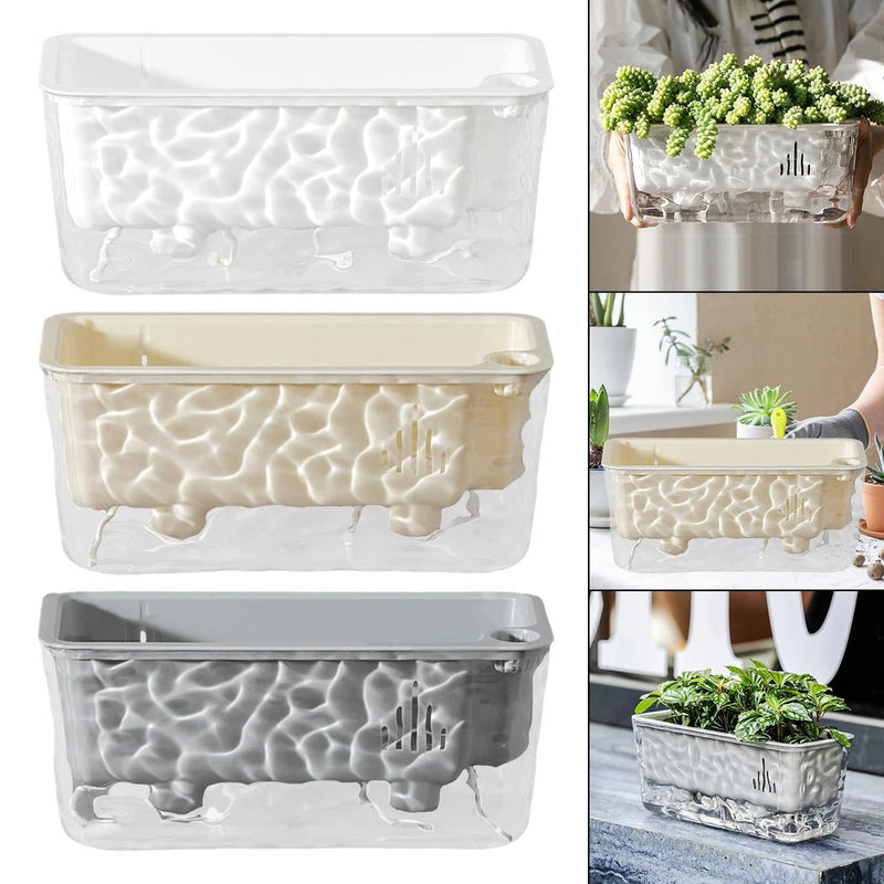 Rectangle Self Watering Planter Garden Window Sill Planter for Home Patio Garden Plants