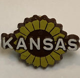 Vintage Kansas Sunflower State Flower Tourist Plastic Truck Stop Pin Pinback Sunflower