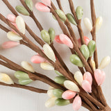 Bulk Pack of 12 Hand Wrapped Petite Pink and Green Pip Berry 12" Sprays Green Plant