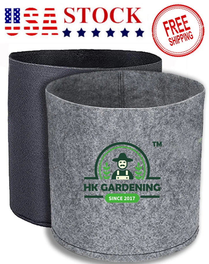 10-Pack Round Fabric Aeration Plant Grow Bags 1 Gallon Black or Gray Flowering Plants