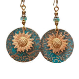 Bohemian Boho Sunflower Daisy Drop Earrings Retro Double Layer Dangle Charm Earr Sunflower