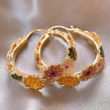 Fashion Elegant Circle Daisy Flower Dangle Earrings Hoop Women Lucky Jewelry New Daisies