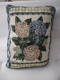 Lena Liu HYDRANGEA Tapestry Throw Pillow Floral Plaid Hydrangea