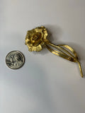 Vintage B.S.K. Signed Gold Tone Carnation Flower Brooch Pin Carnation