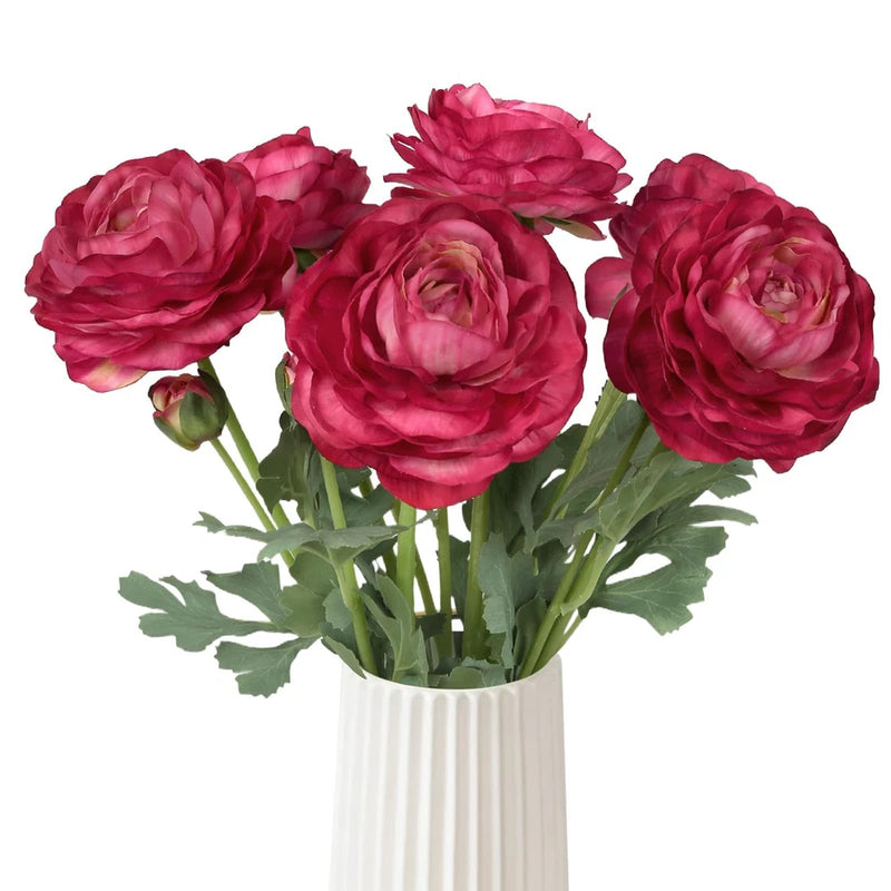 Ranunculus Artificial Flowers,6PCS Red Artificial Flowers Real Touch Faux Peo... Ranunculus