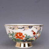 5.0Órare China antique qing qianlong famille rose peony flower bird pattern bowl Peony