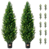 Uimoso 2pcs 4ft Artificial Cedar Topiary Tree Plant UV Home Decor Indoor Outdoor Green Plant