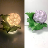 Vtg Flower Porcelain Night Light Lamp Decor Hyacinth Hydrangea Lilac Accent Hydrangea