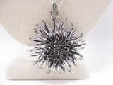 3D sunflower flower floral pendant necklace 26" silver tone J29 Sunflower