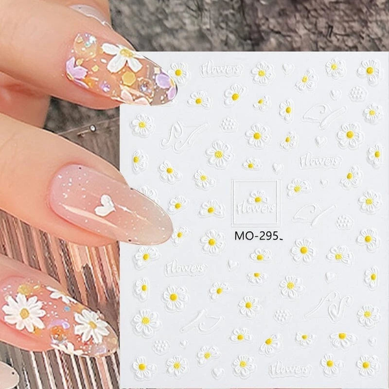 Nail Art Stickers Spring Summer Flowers Floral Daisy Daisies (MO295) Daisies