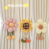 Creative Flower Curtain Tiebacks Adjustable Pair Sheer Window Ties for Bedroom D Sunflower