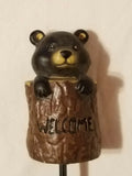 Home & Garden Outside Decor Plant Soil Accessory  - WELCOME Bear Figurine Garden Plants