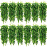 12 Pcs Artificial Hanging Plants 32 Inch Hanging Boston Ferns Plastic Fake Pl... Green Plant