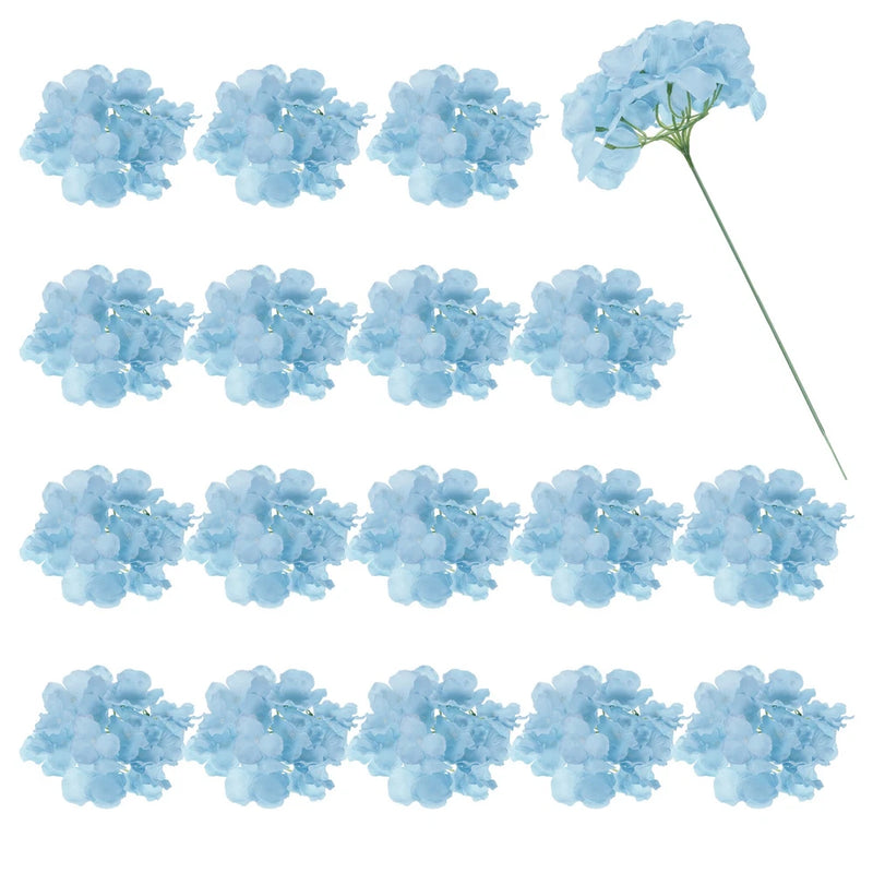 30Pcs Hydrangea Artificial Flowers Fake Hydrangea Flowers with Stems Moon Blue Hydrangea
