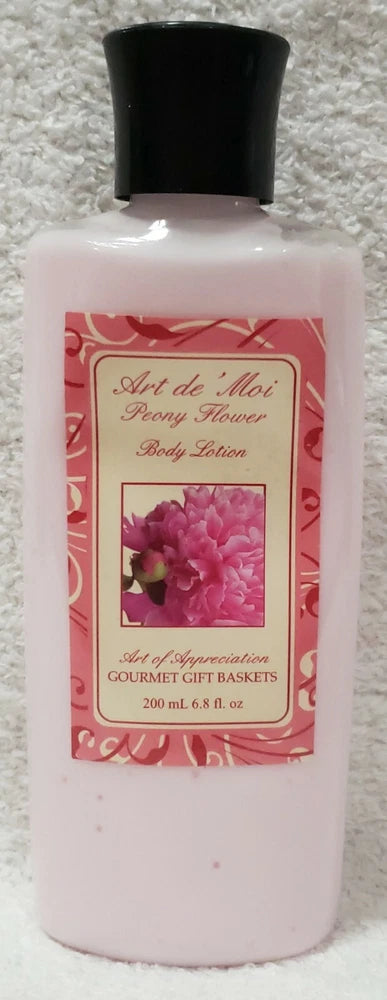 Art de Moi peony flower body lotion bottle, 6.8 oz, pink floral label