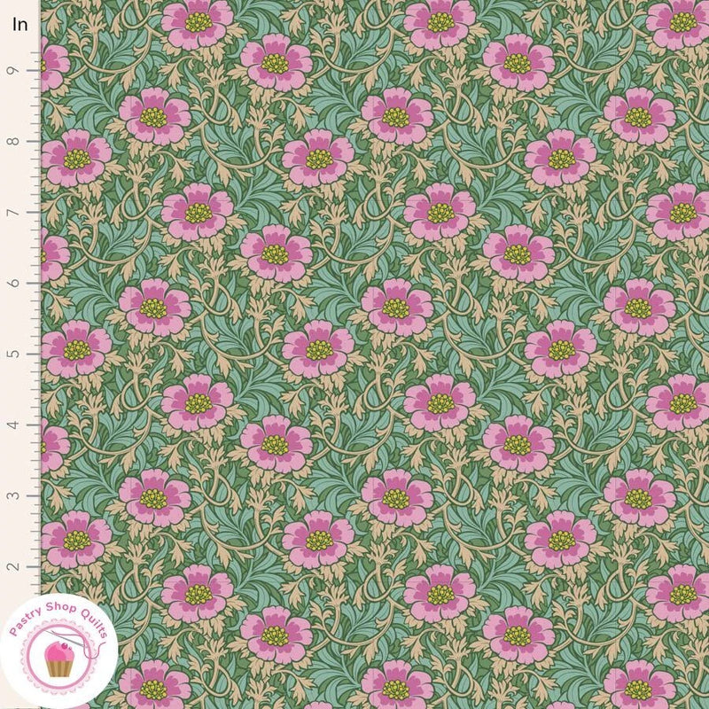 TILDA HIBERNATION 100537 Winterrose Sage Quilt Fabric TONE FINNANGER Flowering Plants