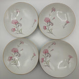 Royal Court Pink Carnation Soup Cereal Bowls Floral Flower Japan Vintage 4 Set Carnation