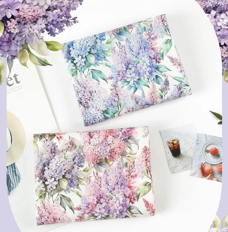 Watercolor Hydrangea Flower patterned Fabric made in Korea by the Half Yard Hydrangea