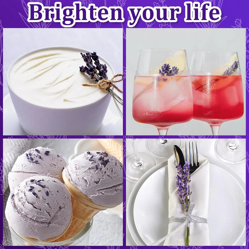 Edible dried lavender sprigs in dark purple for cocktail and cake garnish