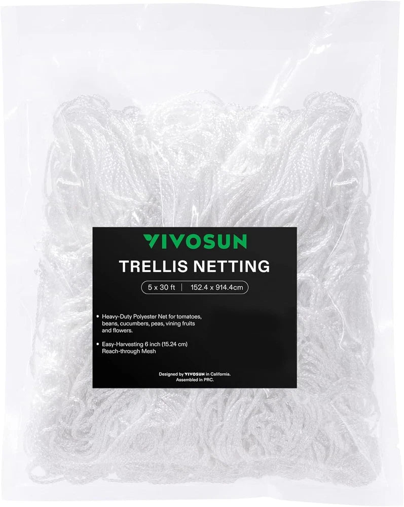 5x30' Plant Trellis Netting,Heavy-Duty Polyester Grow Net for Garden-Square Mesh Garden Plants
