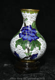 3.4 " Rare China White Cloisonne Enamel Gilt Dynasty Peony Flower Bottle Vase Peony
