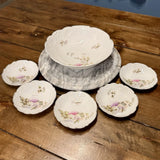 6pc VTG Antique Germany Porcelain China Floral Hydrangea Serving Bowl Set Hydrangea