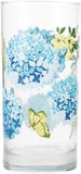New 6 Libbey Blue Hydrangea 16 oz Tumbler Glass With Butterflies SET Hydrangea