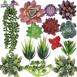 CEWOR 14Pcs Fake Succulents Unpotted Realistic Textured Succulent Plants Mini Ar Green Plant