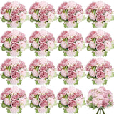 16 Bundles Artificial Flowers Peonies Bulk, Silk Fake Flower with Stems for D... Peony