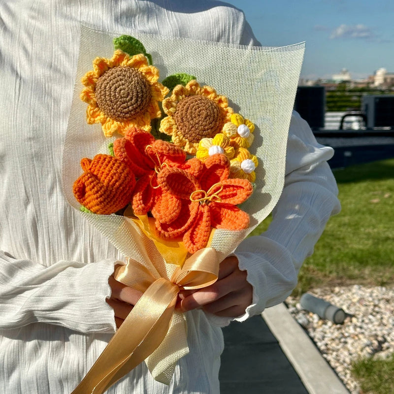 Handmade Crochet Sunflower Bouquet | Get Well, Birthday Gift, Teacher Appreciati Sunflower