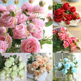 3 Heads Silk Peony Artificial Flowers Wedding Bouquet Home Party Outdoor Decor Peony