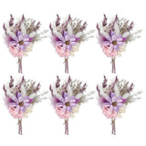 6 Pcs Mini Pampas Grass Dried Flower Bouquet Baby's Breath Boho Purple/White Dried Flower