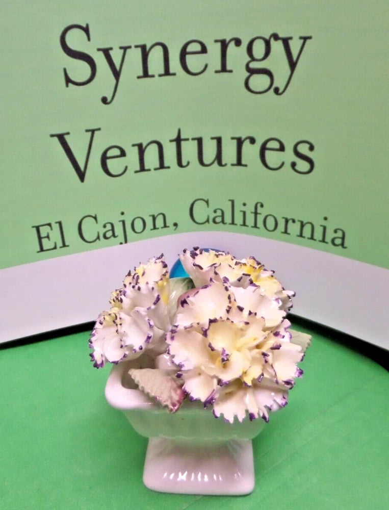 NIB Vintage Mercia Fine Bone China Carnations Pedestal Vase Carnation