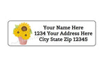 30 SUNFLOWER IN FLOWER POT PERSONALIZED RETURN ADDRESS LABELS 1 in X 2.625 in Sunflower