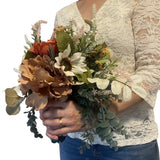 Beautiful Bridal Wedding Bouquet Budget Handmade Faux Flowers Pink Red Brown Bouquet
