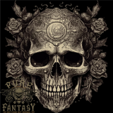 A Gothic Skull With Roses Mens Light Cotton T-Shirt Roses