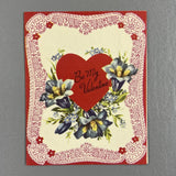 Vintage Valentine Card Heart Flowers Embossed Lilies A-Meri-Card 5