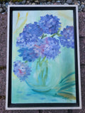 Hydrangeas Original Painting Acrylic On Canvas Floating Frame 13x9 Hydrangea